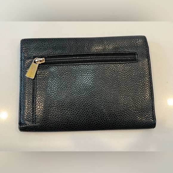 CHANEL CC Logo Trifold Wallet Purse Caviar Skin Leather Black - Picture 5 of 7